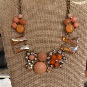 Elegant Orange and Gold Statement Necklace
